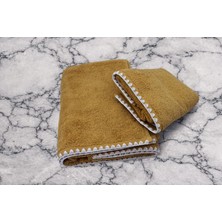 Türkühome Krem Istiridye Dikişli %100 Pamuk Yumuşak Dokulu Yüksek Su Emici 2'li Banyo Havlu SETI|50X90-70X130