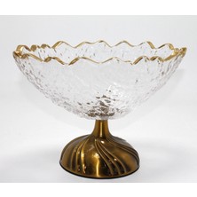 Ecoport Gold Detaylı Eskitme Ayaklı Dekoratif Cam Sunumluk