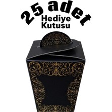 Generic Mevlid Kandili Hediyelik Kutusu - Siyah Altın Varaklı Desenli Boş Ikram Kutusu 25 Adet