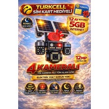 O-Kam OK337 12MP 4 Kameralı 4G Çift Solar Panel AOV Gece Görüş Sesli Konuşma 1 Yıl Turkcell İnternet