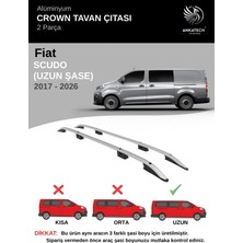 Turtle Fıat Scudo Uzun Şasi (L3) (Panelvan) 2017-2026  Crown Tavan Çıtası-Gri (Uzun Şasi)
