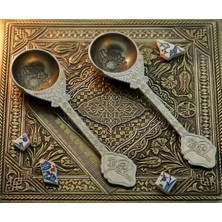 Ludia Osmanlı Temalı Otantik 2'li Set Gümüş Renk Dekoratif Metal Kaşık (10.5 Cm)