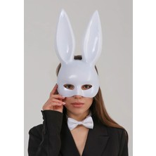 Zenvia Beyaz Renk Ekstra Lüks Uzun Kulaklı Tavşan Maskesi 35X16 cm