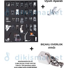 dm dikişmarket Ev Tipi Makina Kullananlar İçin GT-32Lİ Ayak Seti - Ayak bağlantı -Bıçaklı Overlok Ayağı 3lü set