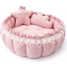 Jaju Baby Pudra Yıldızlı Açılır Oyun Minderi & Bebek Yuvası (80–120 Cm) Babynest
