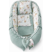 Jaju Baby Pike Kumaş ve Poplin Kumaş Ceylan Tasarım Ponponlu 3'lü Babynest Set