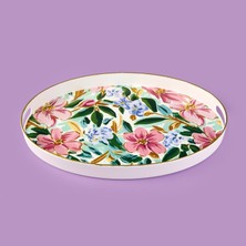 Evidea Kitchen Flowely Oval Tepsi - Renkli - 42 cm