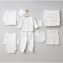 HaanBebe Be Happy Nakışlı Beyaz Bebek Seti - Dantel Detaylı Yenidoğan Takımı