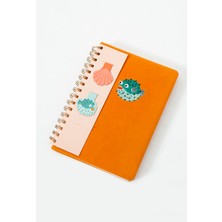 DAKS Sevimli Balon Balığı Nakışlı Turuncu Kumaş Kapak Magnet Ayraçlı Spiralli A5 Not Defteri