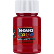 Kitabevimden Nova Color Akrilik Boya Şişe 30 cc Kırmızı NC-170