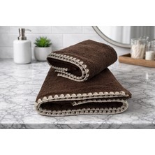 Türkühome Krem Istiridye Dikişli %100 Pamuk Yumuşak Dokulu Yüksek Su Emici 2'li Banyo Havlu SETI|50X90-70X130