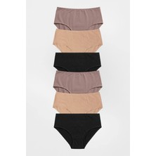 Amarelle Mila Siyah,ten,mocha Yüksek Bel 6'lı Paket Pamuklu Külot