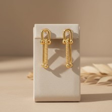 Allivo Altın Renk Zincir Detaylı Sallantılı Çelik Küpe