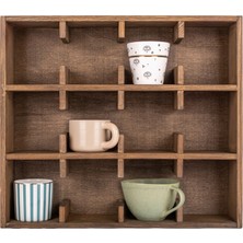 Bevorev  Dekoratif Ahşap Kupa Bardak Rafı, 12 Bölmeli Raf, Mutfak Rafı