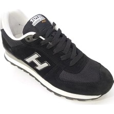 Hammer Jack Peru Hakiki Deri Siyah-Gri Erkek Spor Ayakkabı