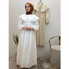 JOOQSTORE Pelerin Yaka Dantel Detaylı Elbise