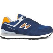 Hammer Jack Chile Hakiki Deri Koyu İndigo-Turuncu Erkek Spor Ayakkabı