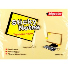 Kitabevimden Bigpoint Yapışkanlı Not Kağıdı 75X100 Sarı BP803-15-12-PKT