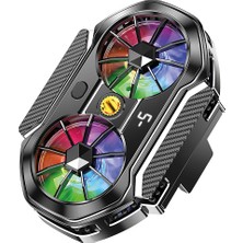 Avcı Teknoloji Market Çift Fanlı Rgb Telefon Soğutucu Gaming Mobil Oyun Fanı Dijital Ekranlı