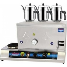 Kısmet Mzn 60 Lık 3 Demlikli Elektrikli Pleytli Çay Kazanı 40 Lt Demlikler Dahil