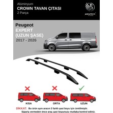 Turtle Peugeot Expert Uzun Şasi (L3) (Panelvan-Minibüs) 2017-2026  Crown Tavan Çıtası-Siyah (Uzun Şasi)