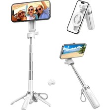 Juo JST30 Magsafe Manyetik Kumandalı Tripod Monopod Selfie Çubuğu Android iPhone Uyumlu Beyaz