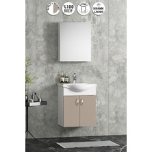 Özceden Yıldız 50 cm Beyaz-Selenit Mdf Seramik Lavabolu Asma Banyo Dolabı Takımı