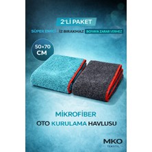 50 x 70 cm Mikrofiber Büyük Boy Süper Emici Oto Kurulama Havlusu 2'li Paket