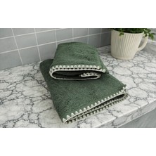 Türkühome Krem Istiridye Dikişli %100 Pamuk Yumuşak Dokulu Yüksek Su Emici 2'li Banyo Havlu SETI|50X90-70X130
