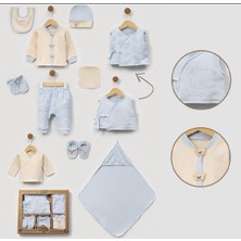 HaanBebe 10 Parça Pamuklu Erkek Bebek Hastane Çıkışı Seti -   (Kutulu)  Jakarlı Ayıcık Desenli