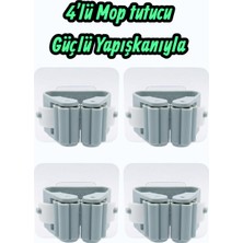 Generic 4'lü Set Kendinden Yapışkanlı Mop ve Süpürge Tutucu - Güçlü Askı Düzenleyici Açık Yeşil