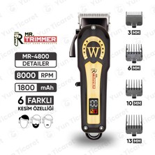 Mr. Trimmer MR-4800 Detailer Şarj Göstergeli 6 Kademeli 8000 Rpm 1800 Mah Saç Sakal  Erkek Bakım Tıraş Makinesi