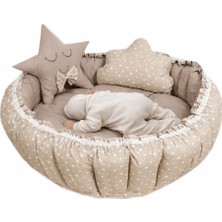 Jaju Baby Kahve Yıldızlı Açılır Kapanır Oyun Minderi Bebek Yuvası