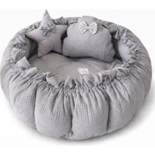 Jaju Baby Gri Pike Kumaş Kombinli Tasarım Açılır - Kapanır Oyun Minderi Bebek Yuvası