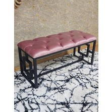 Sevinç Mobilya Siyah Boyalı Içi Kareli Diktörtgen 100 cm x 40 cm Oturak Puf - Bench - Makyaj Oturağı - Oturak