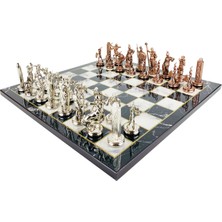 Tuğra Sedefçilik Tuğra Yunan Mitolojisi Ahşap Satranç Takımı  Parça Sayısı ve Boyut ile Premium Tasarım