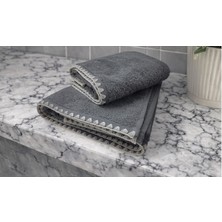 Türkühome Krem Istiridye Dikişli %100 Pamuk Yumuşak Dokulu Yüksek Su Emici 2'li Banyo Havlu SETI|50X90-70X130