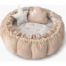 Jaju Baby Waffle Pike ve Gökkuşak Desenli Tasarım Açılır - Kapanır Oyun Minderi Bebek Yuvası