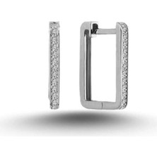 Eyelashes Silver 925 Ayar Gümüş Dikdörtgen Kristal Taşlı Vintage Küpe
