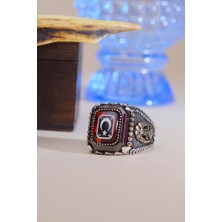 İnnuendo Jewelry 925 Ayar Gümüş Dikdirtgen Ay Yıldız Çift Başlı Kartal Yüzük