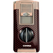 Cohiba Bordo Karbon Dört Fonksiyonlu Çift Torch Puro Çakmak CCM0842