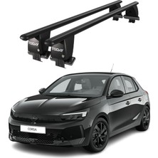 Today Auto Royal Opel Corsa (2019 ve Sonrası) Uyumlu Siyah Kilitli Ara Atkı Port Bagaj Tavan Barı