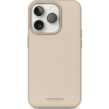 Vonmahlen iPhone 16 Pro Max Deri Görünümlü Magsafe Kılıf Krem