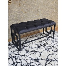 Sevinç Mobilya Siyah Boyalı Içi Kareli Diktörtgen 100 cm x 40 cm Oturak Puf - Bench - Makyaj Oturağı - Oturak