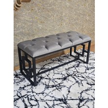 Sevinç Mobilya Siyah Boyalı Içi Kareli Diktörtgen 100 cm x 40 cm Oturak Puf - Bench - Makyaj Oturağı - Oturak