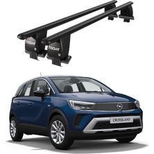 Today Auto Royal Opel Crossland (2020 ve Sonrası) Uyumlu Siyah Kilitli Ara Atkı Port Bagaj Tavan Barı
