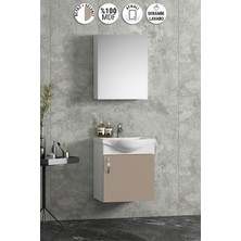 Özceden Yıldız 45 cm Beyaz-Selenit Mdf Seramik Lavabolu Asma Banyo Dolabı Takımı