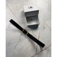 İstanbul Belt Süet Kadın Deri Kemer – 3 cm – Altın Ton Tokalı, Dayanıklı, Şık & Gerçek Deriden Kemer