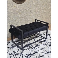 Sevinç Mobilya Siyah Boyalı Metal 80 cm Puf Bench - Antre Puf - Hol Bench - Puf - Oturak - Bench