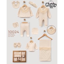 HaanBebe Yeni Doğan Kız Bebek 10’lu Penye Hastane Çıkışı Seti - Ekru Dantelli & Tüllü